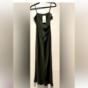 Zara emerald green satin midi dress